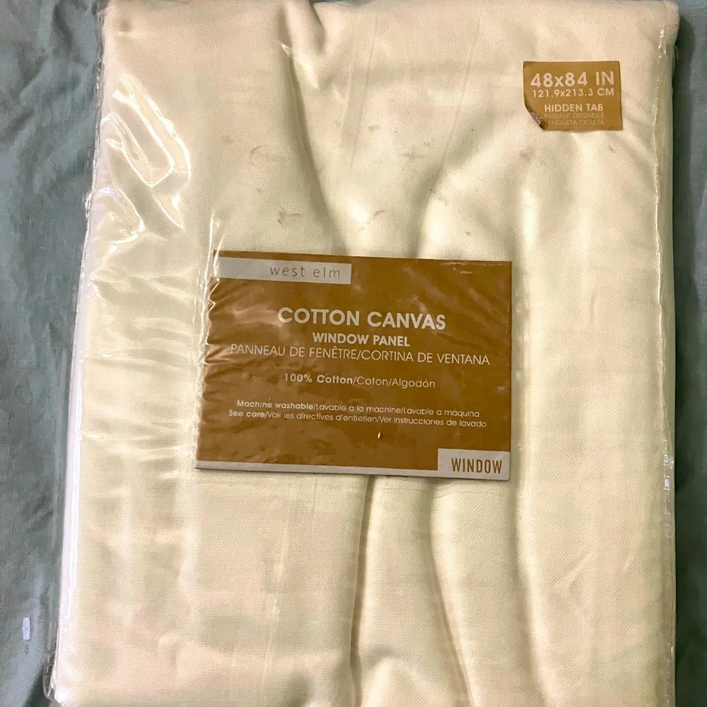 West Elm single white cotton canvas curtain 48x 84 inches nwt